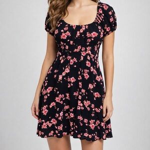 Jessica Simpson Black Dress with Pink Floral Design
